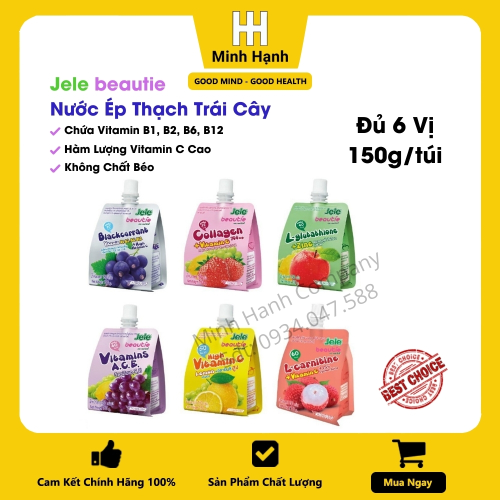 Combo Mix Vị 6 Gói Nước Trái Cây Thạch Jeje Beautie 150g Nhập Khẩu Thái Lan