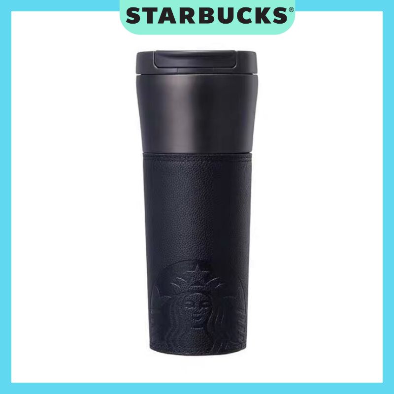 Bình Starbucks giữ nhiệt bọc da màu đen dung tích 500ml
