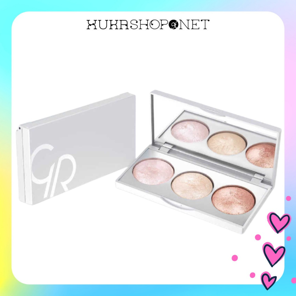 Phấn Bắt Sáng Golden Rose Highlight 3 ô Màu Trang Điểm Tiện Dụng 10g