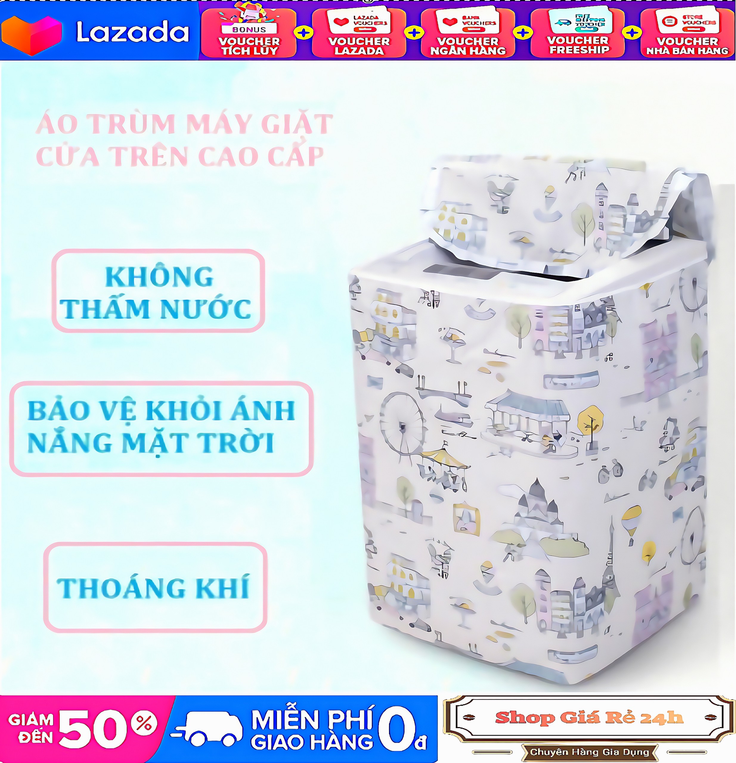 BAO KHĂN CHÙM BỌC MÁY GIẶT LOẠI DÀY 12KG Trở Xuống - CÓ CỬA TRÊN VÀ CỬA DƯỚI