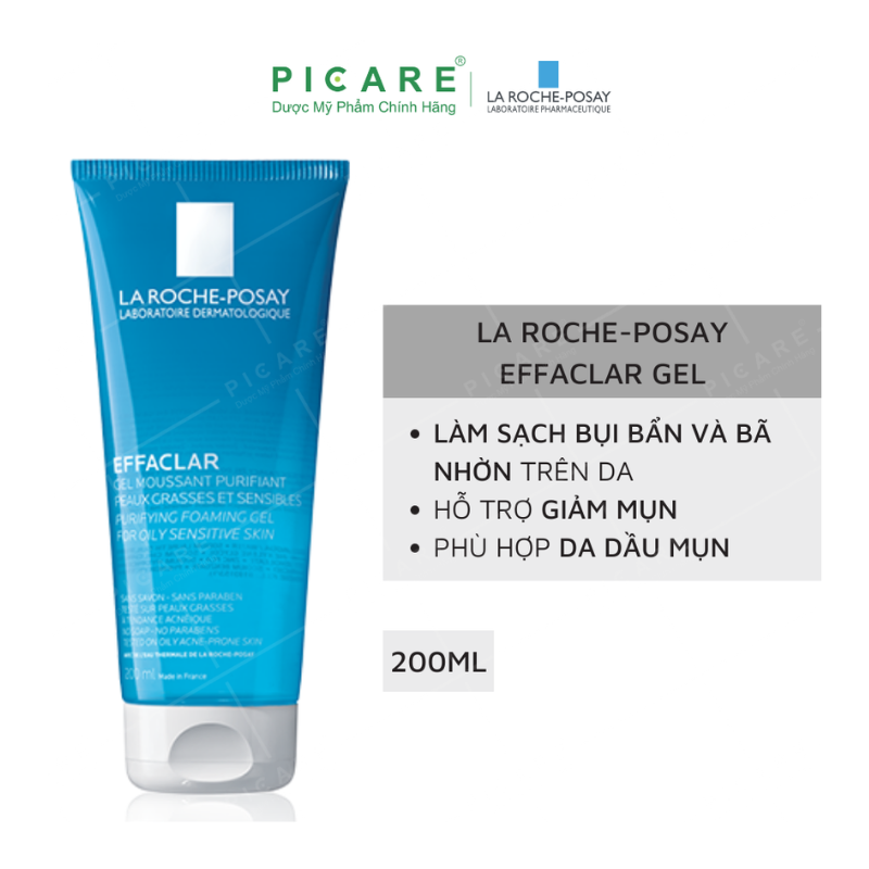 La roche posay sữa rửa mặt cho da mụn dạng gel effaclar purifying 200ml