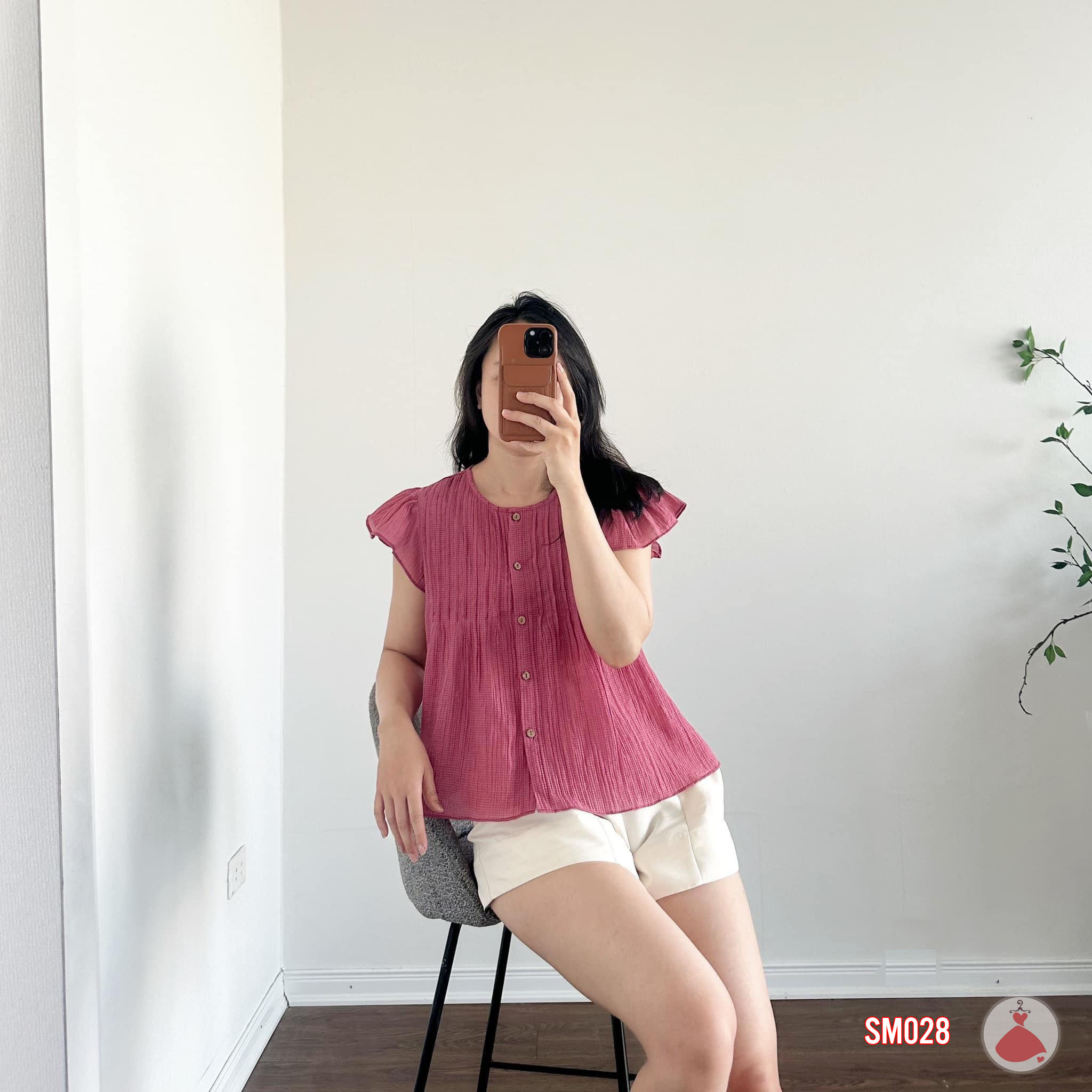 Áo sơ mi hồng cánh tiên sobin big size cao cấp 50-90 kg, áo sơ mi nữ, sm028