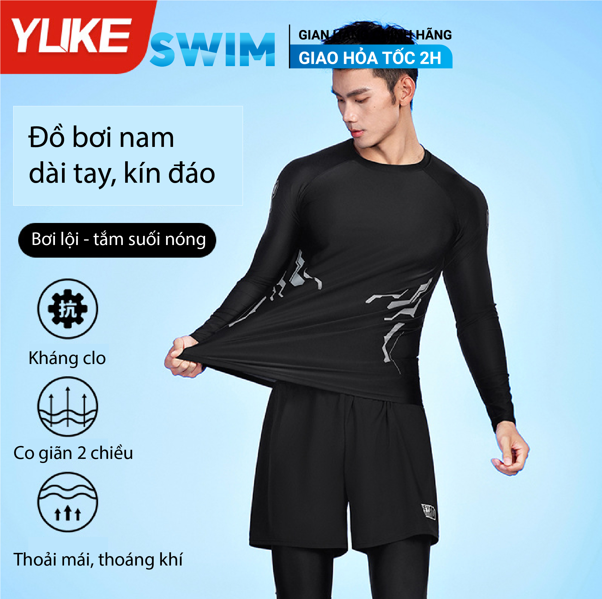 Đồ bơi nam ylike dài tay quần bơi dài 2 lớp bộ bơi nam dài tay áo bơi dài tay đồ bơi dài tay cho nam quần bơi nam 2 lớp