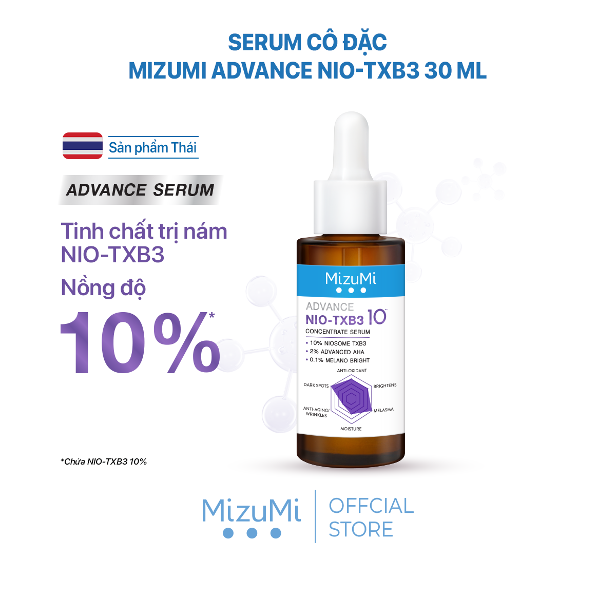 MizuMi Serum Cô Đặc Giảm Thâm Nám Advance Nio-TXB3 Concentrate Serum 30ml Giảm Thâm Nám Chuyên Sâu, Tranexamic, Niacinamide