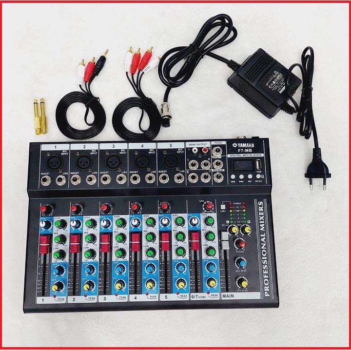 Bàn trộn âm thanh Mixer F7 yamaha có Bluetooth, Ghép dàn karaoke,Hát Linestream,Loa kéo