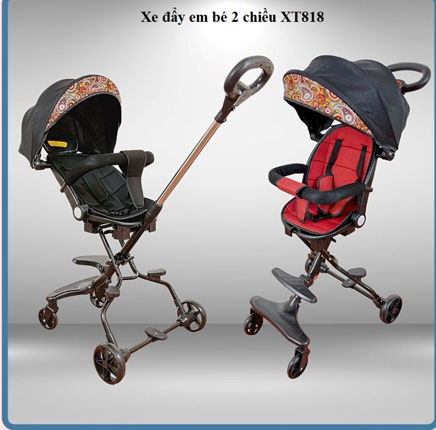 Xe đẩy em bé 2 chiều gấp gọn XT818 có đệm lót ,mái che ,tay đẩy
