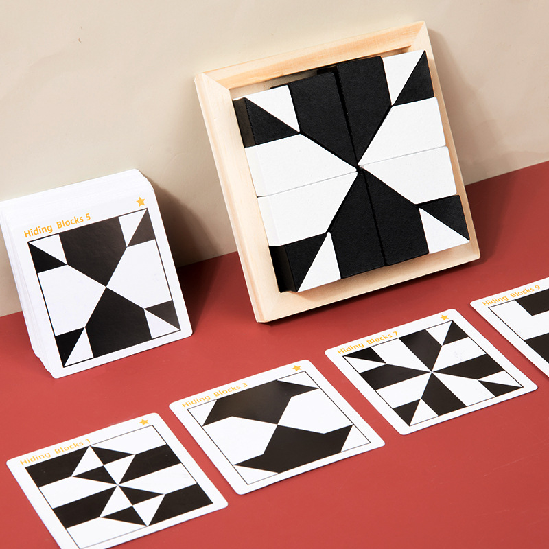 Bộ Trò Chơi IQ Xếp Khối Gỗ 3D Theo Hình Mẫu Giúp Bé Phát Triển Trí Tuệ, Tư Duy Logic