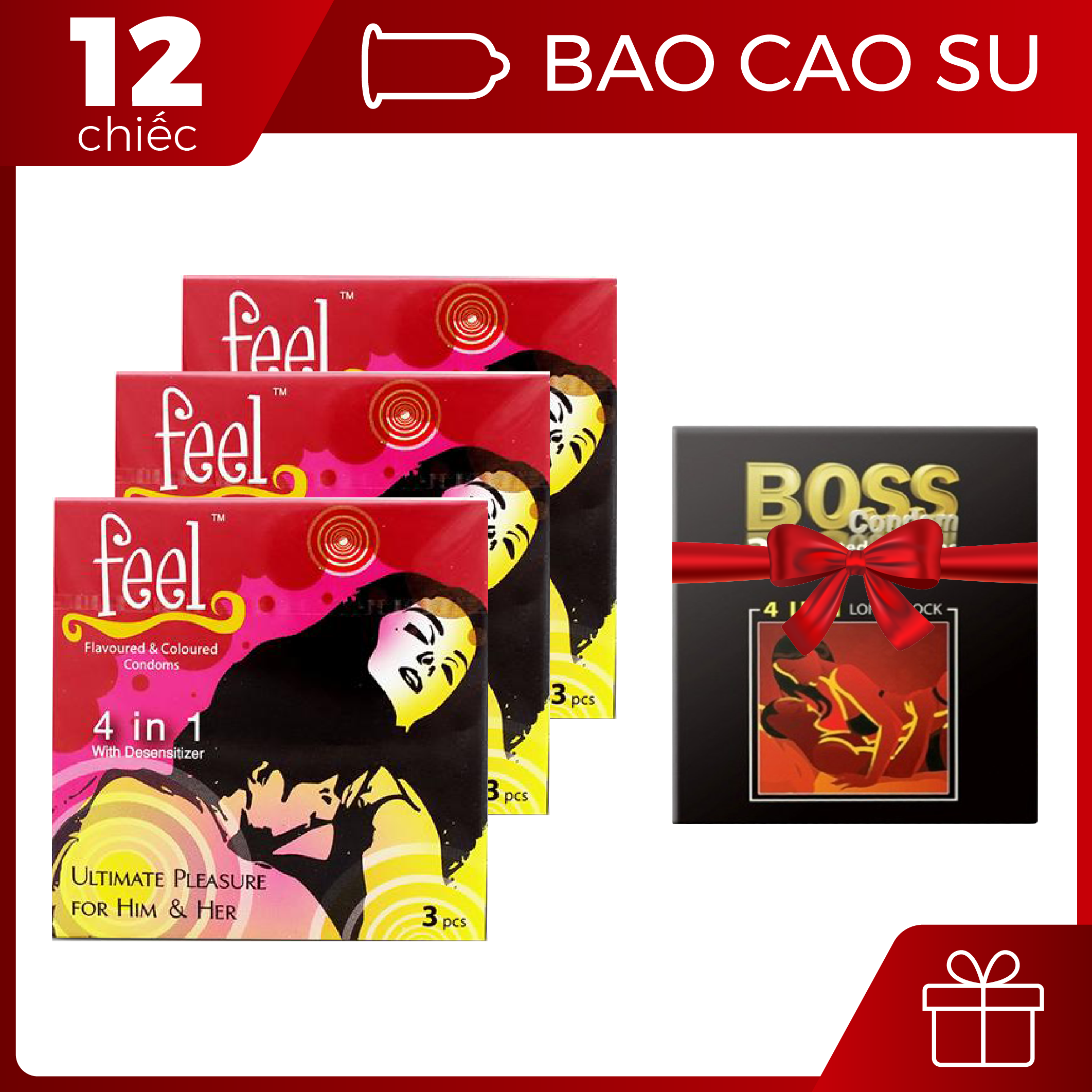 [HCM][XẢ KHO CUỐI NĂM]Combo mua 3 hộp Feel 4in1-3 chiếc Tặng 1 hộp boss 4in1-3 chiếc [HOT] - 1 set - BigBull Shop