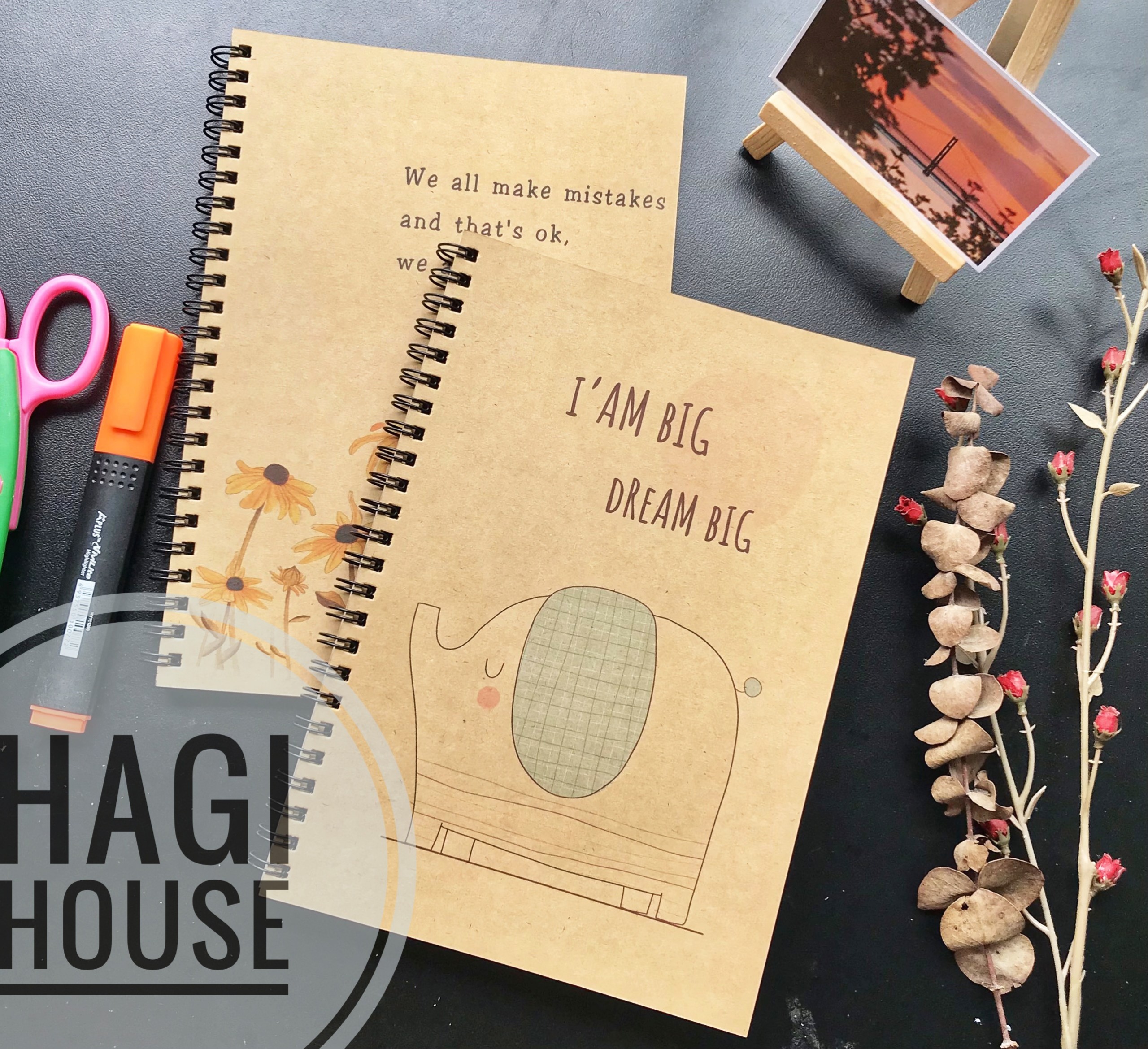 Sổ tay ghi chép ruột giấy nâu ghi chép, sổ lò xo giấy kraft,  học ngoại ngữ tiện dụng, thích hợp cho học sinh sinh viên