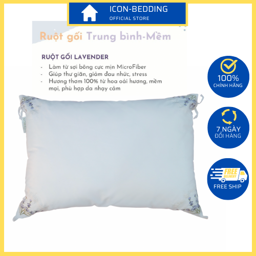 Ruột gối thơm lavender everon 45x65cm chính hãng, gối thơm kháng khuẩn mềm mại - by icon-bedding