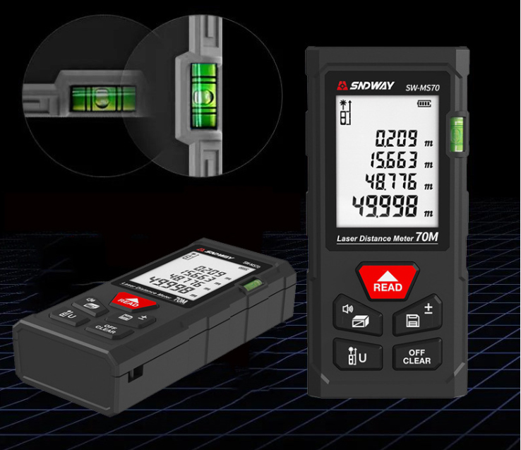 Thước đo khoảng cách bằng tia laser sndway sw-ms70 70m, thước đo góc đa năng, máy đo khoảng cách, thước đo điện tử, thước đo laser – máy đo khoảng cách laser sndway 40m/50m/70m/100m/120m – đo đạc nhanh, chính xác, màn hình led rõ nét, tiêu chuẩn ip54 - bả