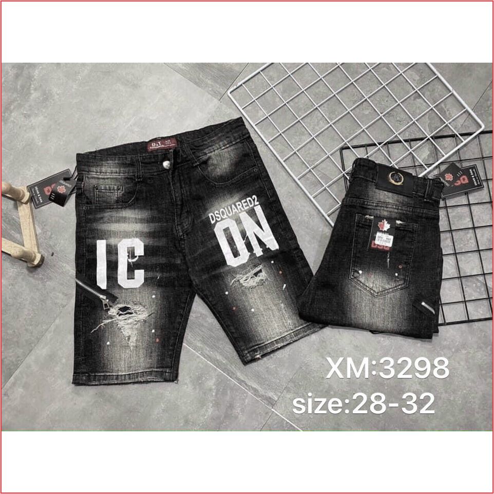 ( CÓ VIDEO ) Quần short jean nam đen trơn ICONN chất bò vải dày co dãn mẫu mới nhất cao cấp MEN98-FASHION