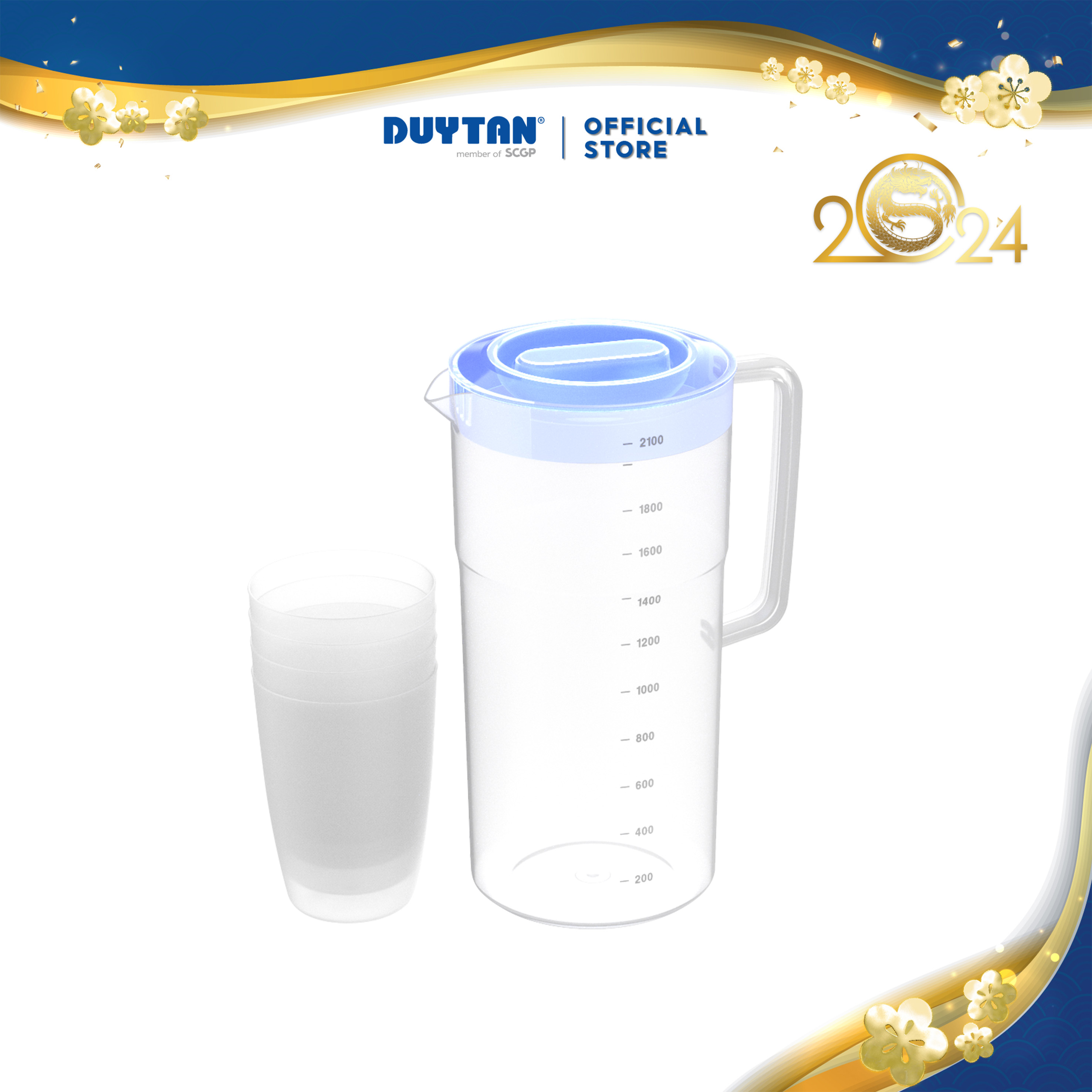 Bộ Ca Trong 2.1 Lít, Nhựa Duy Tân nhựa cao cấp, thiết kế hiện đại và tiện ích, an toàn sức khỏe