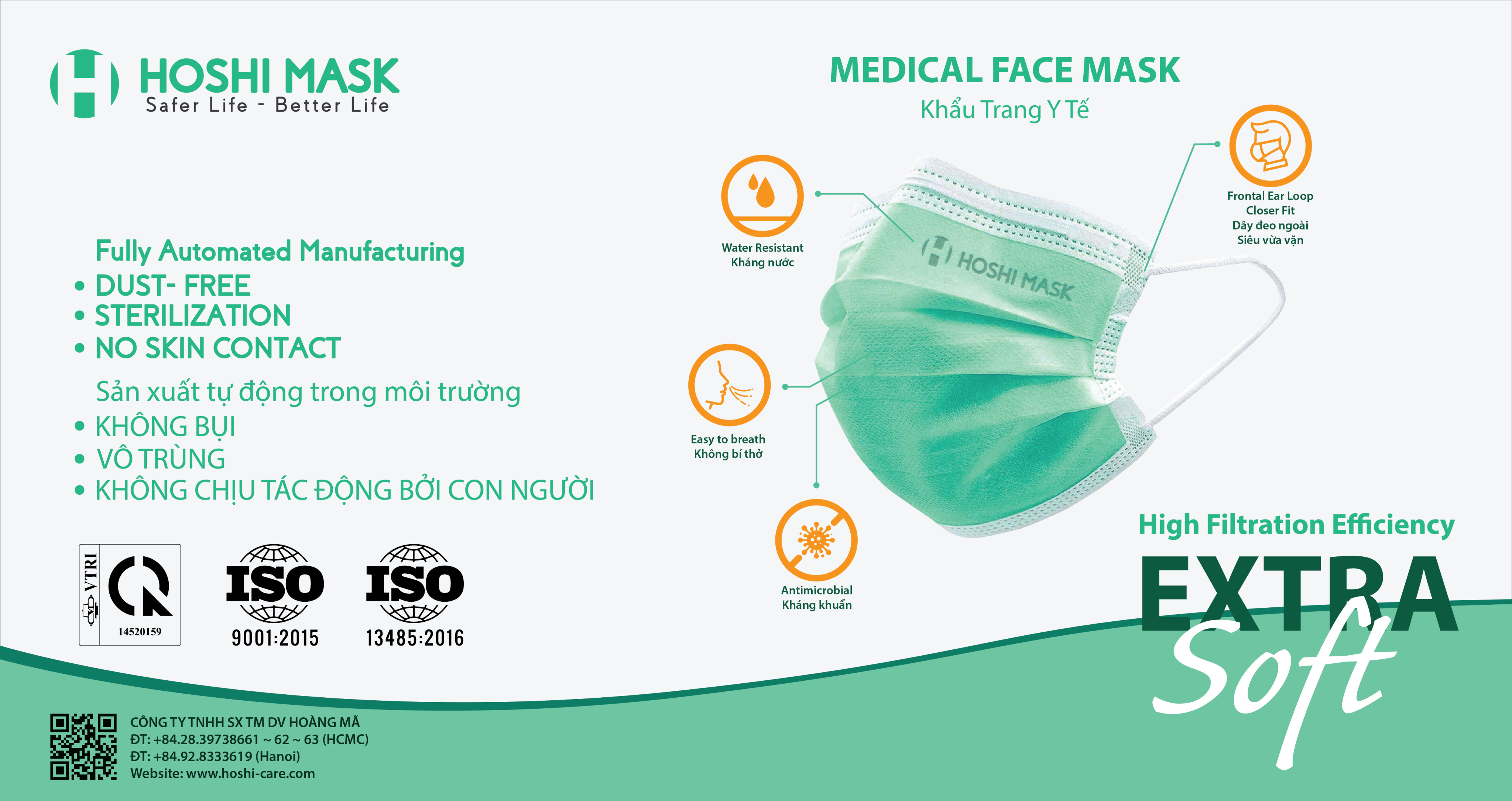 [ DISPOSABLE FACE MASK ] KHẨU TRANG Y TẾ CAO CẤP HOSHI MASK (1 Hộp 50 Cái) - Màu Xanh - Siêu Mềm Mại - Đạt Tiêu Chuẩn Chất Lượng Của Bộ Y Tế