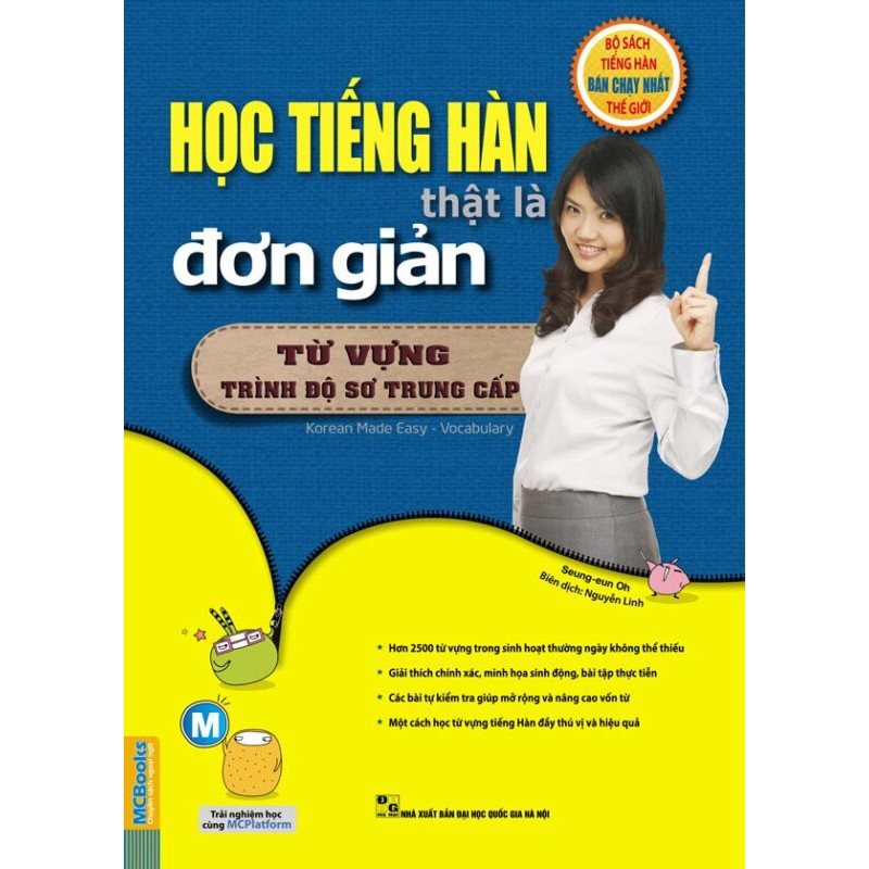 Sách - Học tiếng Hàn thật là đơn giản – từ vựng trình độ trung cấp + tặng kèm giấy nhớ MT