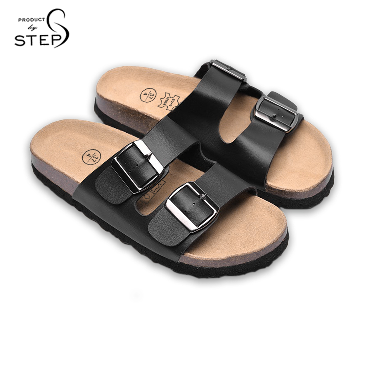Dép đế bần Unisex Quai giả da 2 khóa