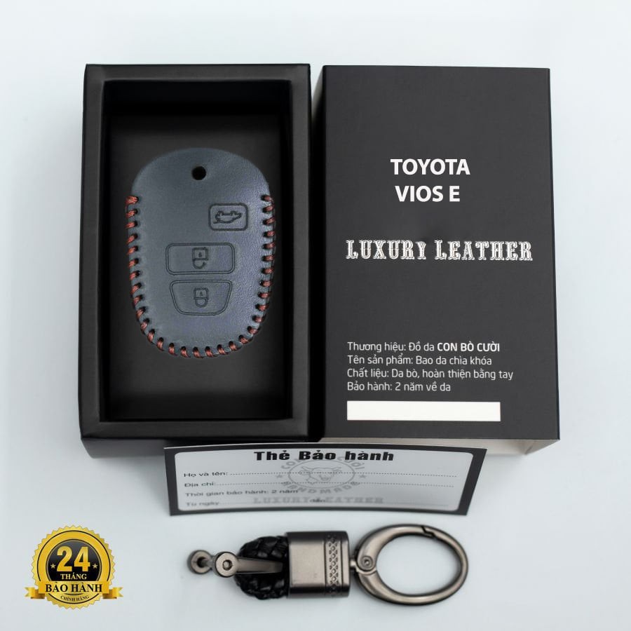 Ốp chìa khóa vios bản e . da thật 100% . bọc chìa khóa bao da chìa khóa vios e