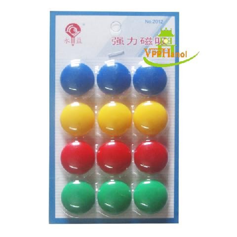 Vỉ 12 viên nam châm gắn bảng, nam châm chặn d20mm, d30mm