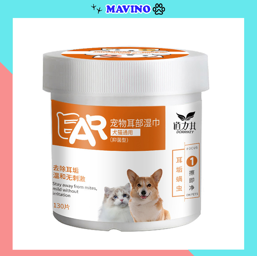 [Hoàn Tiền 10%] Khăn ướt lau tai cho chó mèo chiết xuất từ cây lô hội hộp 130 tờ