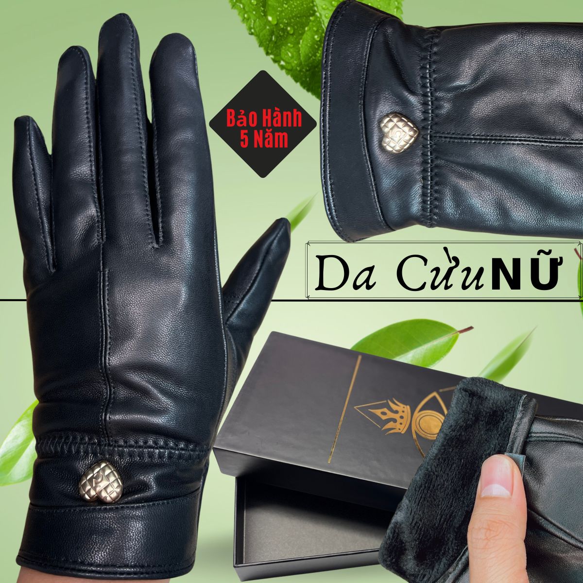 Găng Tay Da Cừu Nữ Cao Cấp Mỏng Nhẹ Lót Lông Đi Mưa Thoải Mái, Dễ Lái Xe - Không Bong Nổ - Bảo Hành Da Thật 5 Năm KG.21