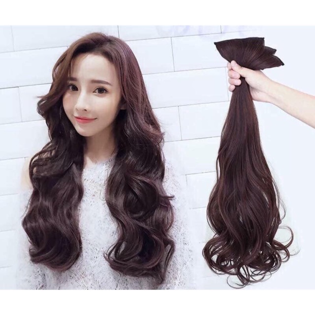 Tóc giả kẹp phím phồng xoăn dài
