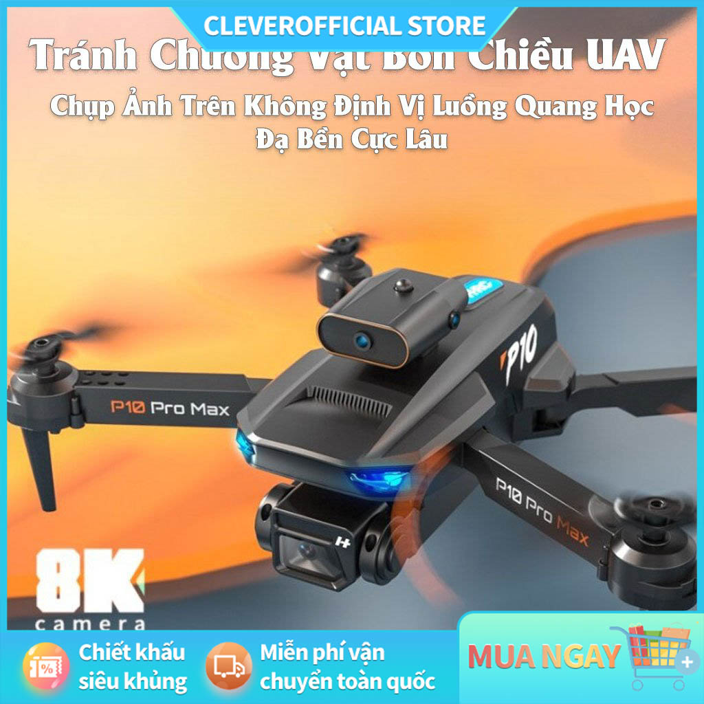 ⚡Miễn Phí Vận Chuyển⚡Máy bay không người lái mini Flycam P10 Pro Max - Drone camera 4k - Phờ Lai Cam - Fly cam giá rẻ - Máy Bay Flycam - Playcam - Flay cam - Play camera. bay 25-30 Phút, Cảm Biến 4 Chiều, Chống Rung, Tránh Va Chạm.