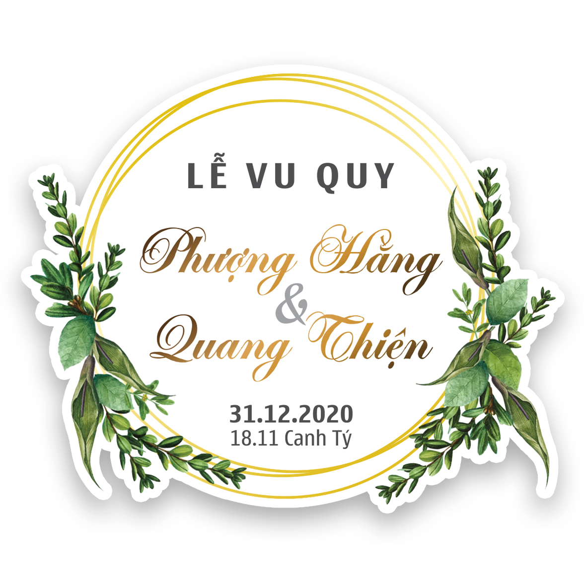 Bảng cưới lễ vu quy_lễ thành hôn tên cô dâu chú rể trang trí đám cưới