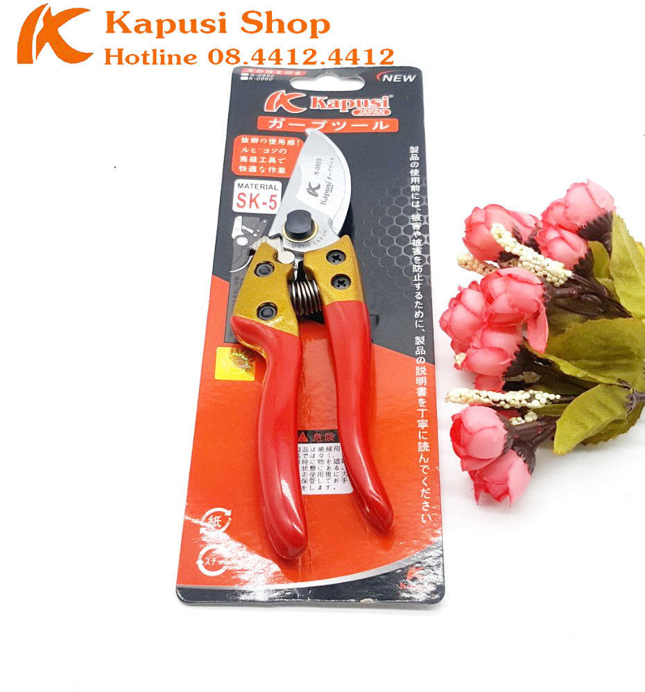 Kéo cắt, tỉa cành cây kiểng kapusi cán cam