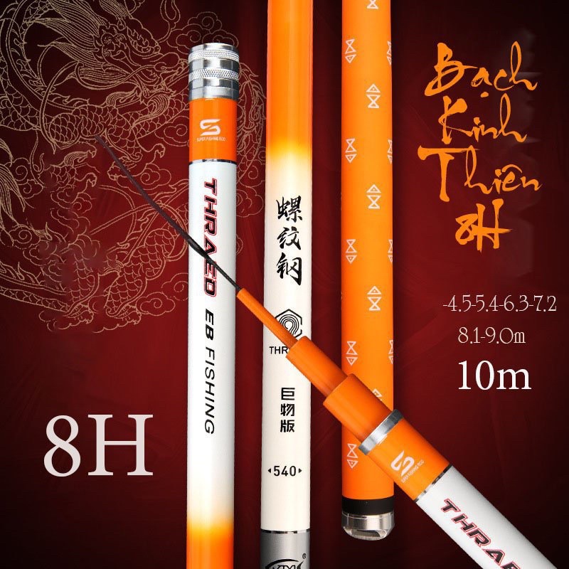 Cần câu tay bạch kinh thiên ,8h + 10h , tặng kèm ngọn phụ chính hãng ztyl )