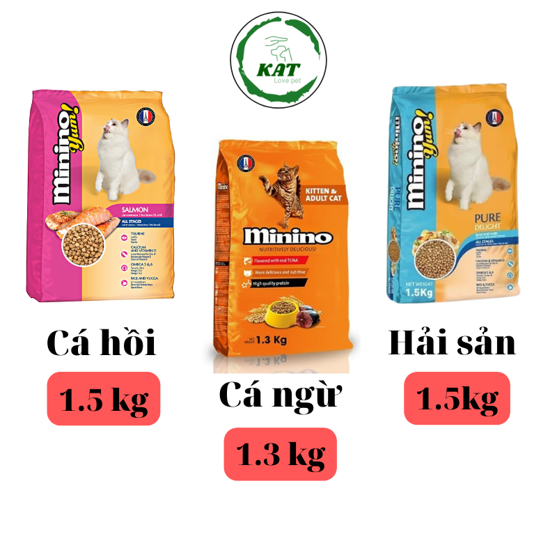 [1.3kg 1.5kg] Thức ăn cho mèo, hạt cho mèo MININO mọi lứa tuổi - Gói 1.3kg 1.5kg - KAT Love Pets
