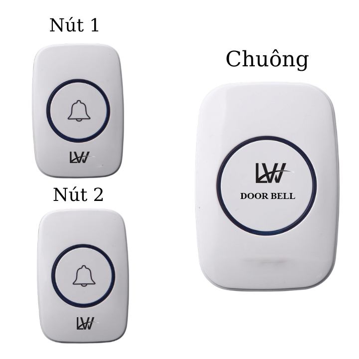 Bộ chuông cửa không dây hai nút bấm 1 chuông
