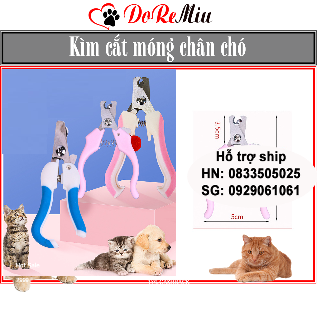 Doremiu- Kéo cắt móng cho chó mèo (2 size) Bộ gồm kìm cắt móng và dũa móng cho thú cưng