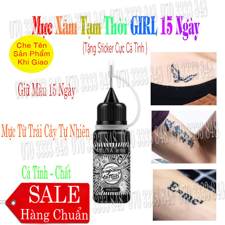 Mực xăm tạm thời 7-15 ngày [ Tặng + Sticker ][Màu Xanh Đen]