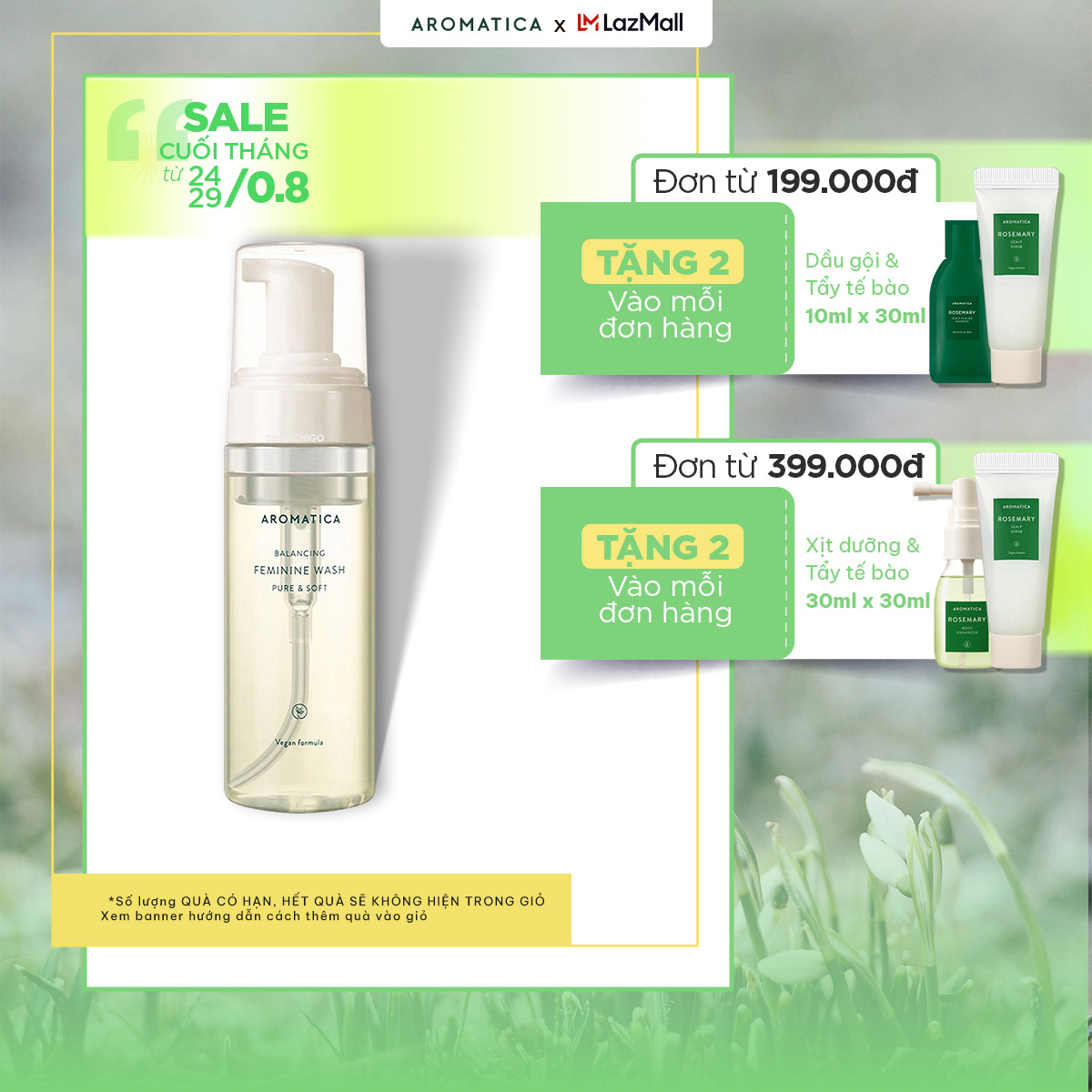 Dung dịch vệ sinh Aromatica Balancing Pure & Soft Feminine Wash 170ml & 340ML