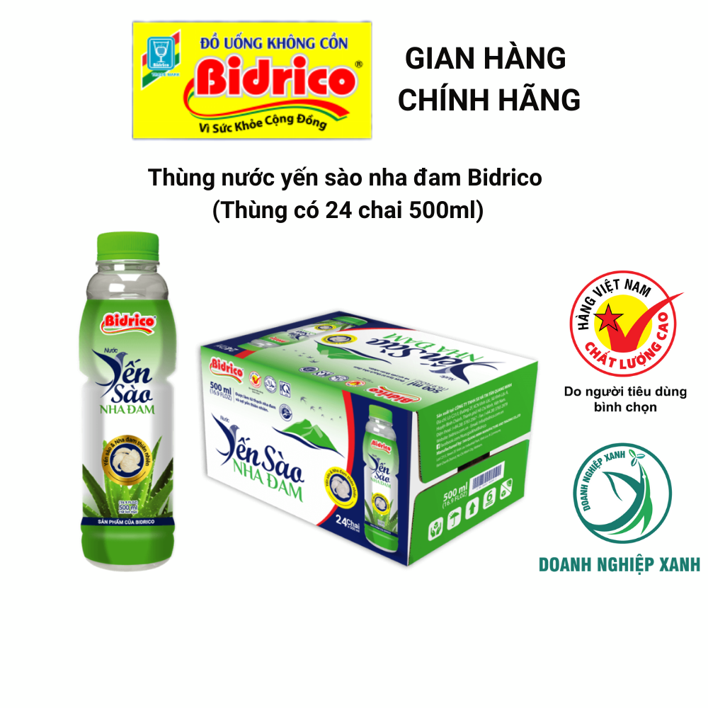 Nước Yến Sào Nha Đam Bidrico ( Thùng 24 chai 500ml )