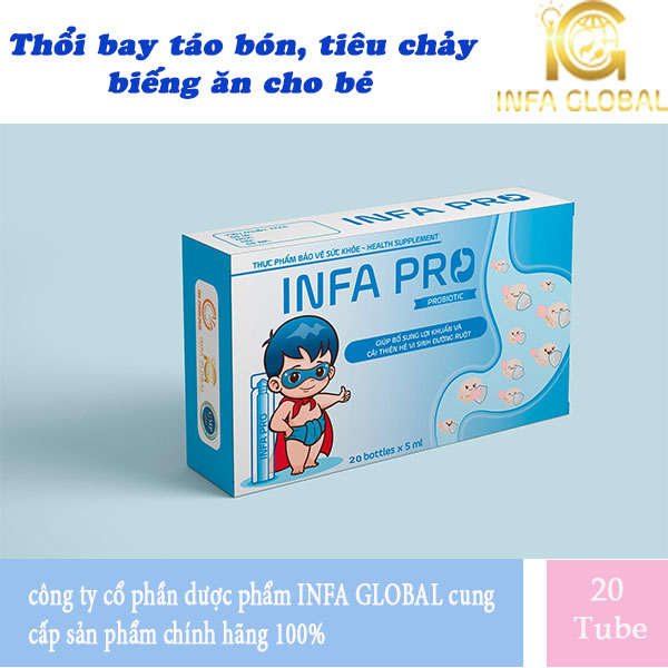 [CHÍNH HÃNG]  Men vi sinh Bào tử lợi khuẩn INFA PRO đánh bay TÁO BÓN, TIÊU CHẢY, BIẾNG ĂN (hộp 20 ống)