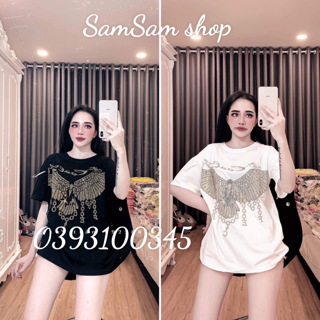 ( MUA 119K TẶNG 120K PHIẾU MUA HÀNG)Áo thun đính đá Cánh tiên siêu hot.thiết kế dáng rộng giấu quần trẻ trung và cá tính.chất vải cotton co giãn tốt và siêu thấm hút đem lại cảm giác thoải mái cho khách hàng