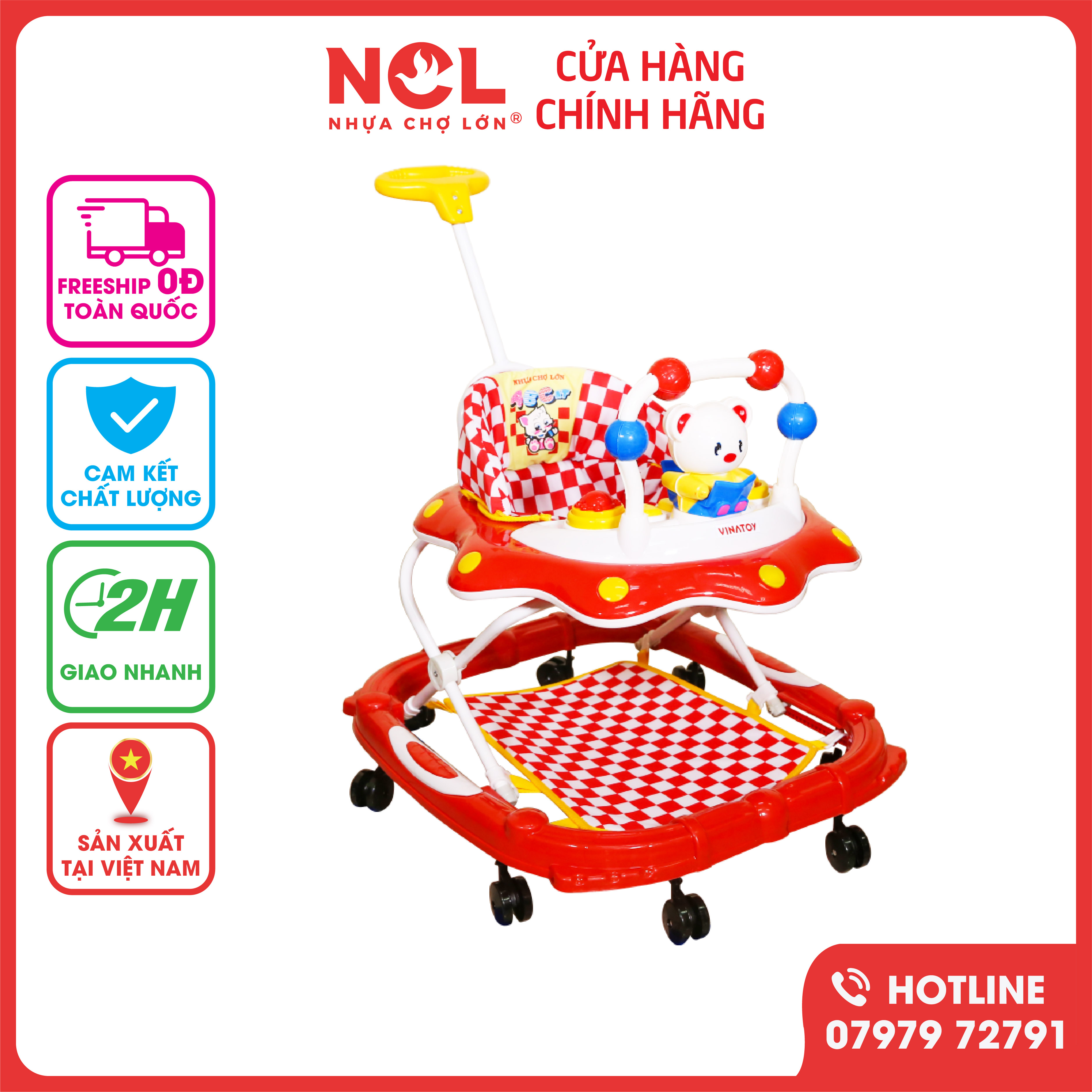Xe Tập Đi Nhựa Chợ Lớn L4 Con Mèo ĐK (Có nhạc) Dành Cho Bé Từ 6 - 12 Tháng - M1622B-XTĐ