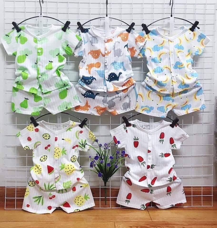 Set 5 bộ cotton giấy tay ngắn cho bé từ 5-15kg