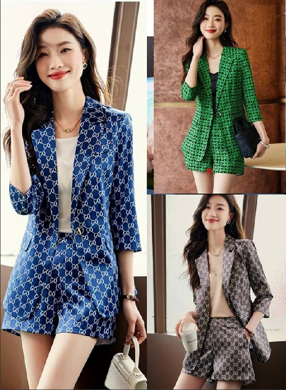 Set bộ vest họa tiết cao cấp - set vest short họa tiết mẫu mới 2023
