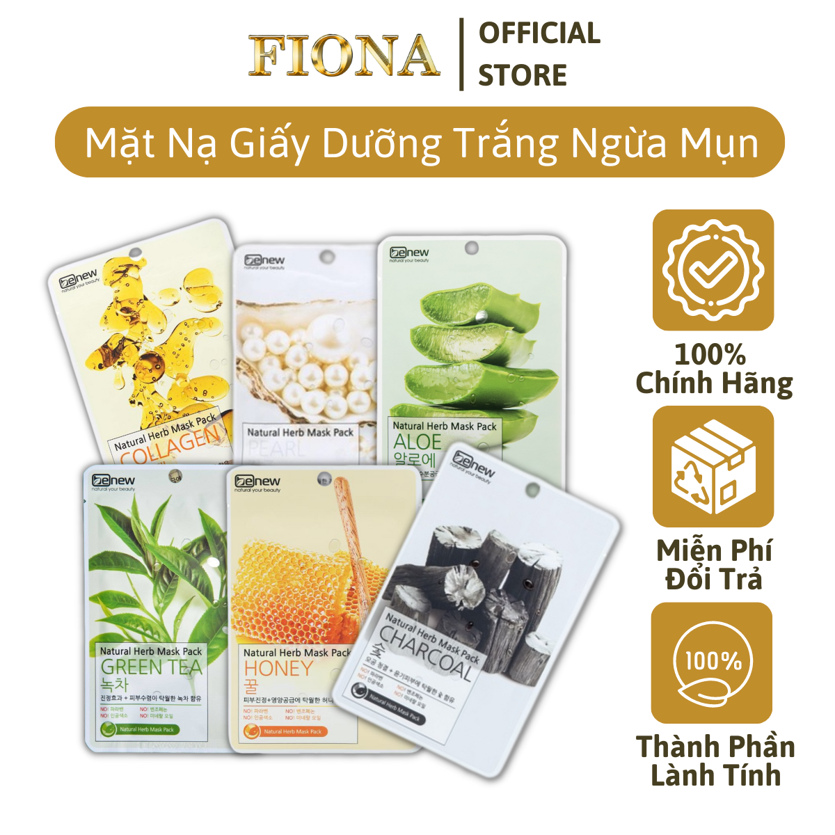 Miếng Mặt Nạ Dưỡng Trắng Da, Sạch Mụn BENEW Hàn Quốc ( 22ml/gói) Cho Làn Da Trắng Sáng, Căng Mịn, Chống Lão Hóa