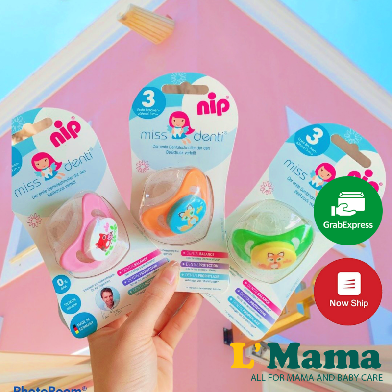 Ty ngậm chỉnh nha bằng silicon nip miss denti siêu mềm cho bé sản xuất tại đức
