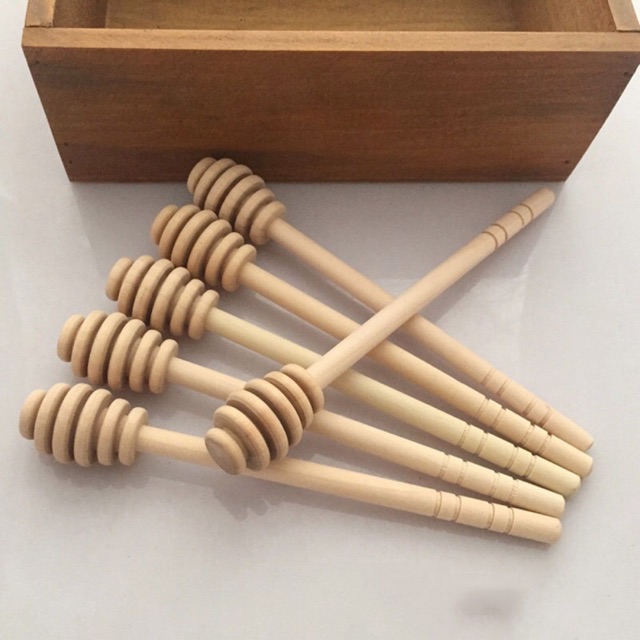 Muỗng gỗ lấy mật ong, Cây lấy mật ong, Que khuấy mật ong, Dụng cụ hỗ trợ múc mật ong, làm từ gỗ thông, an toàn, tiện lợi