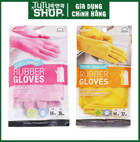 Bao tay găng tay rửa chén cao su tự nhiên Lock&Lock ETM805P ETM804Y ETM803Y
