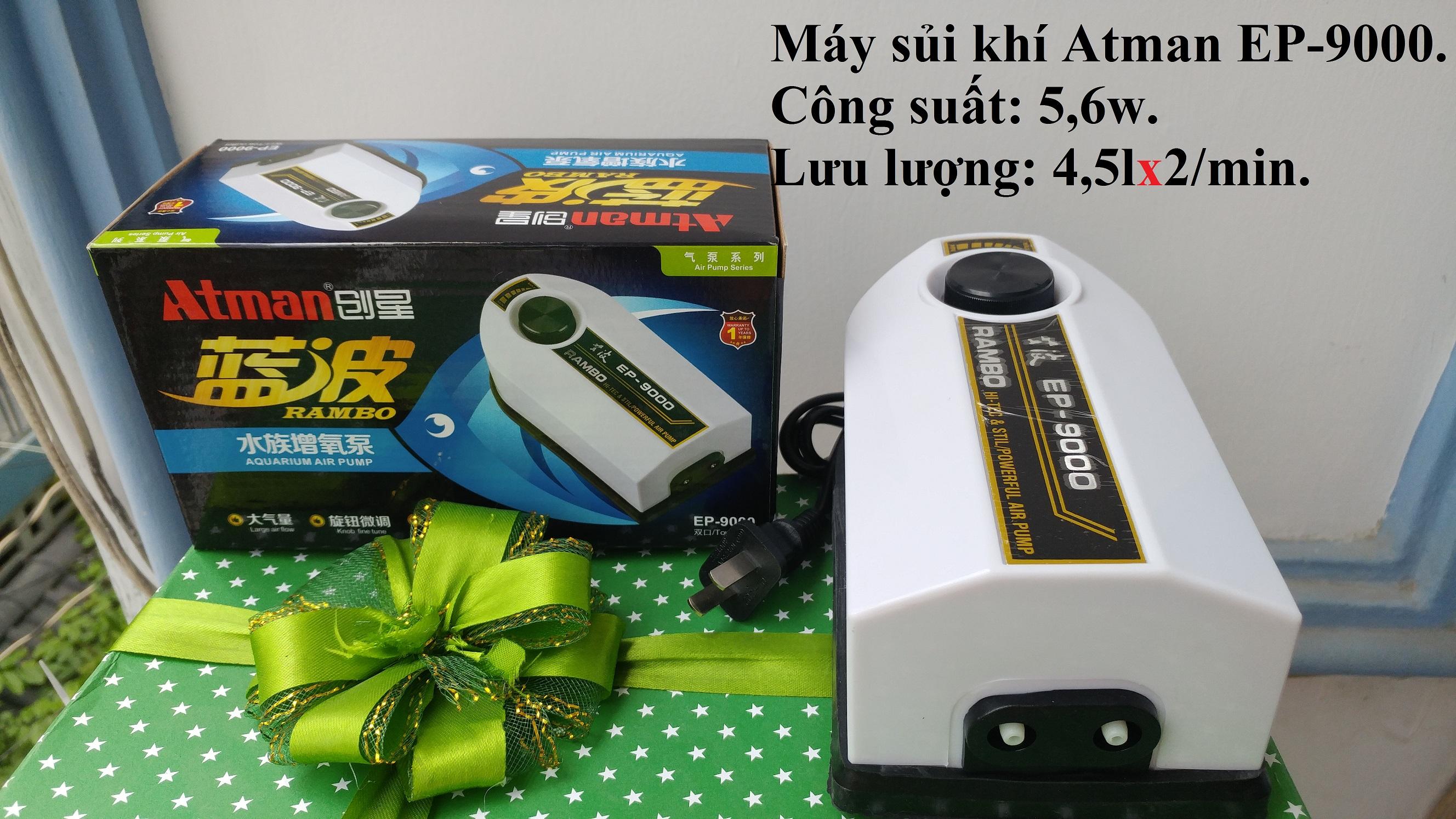 Máy sủi khí giảm ồn atman ep-9000 dùng cho hồ cá.