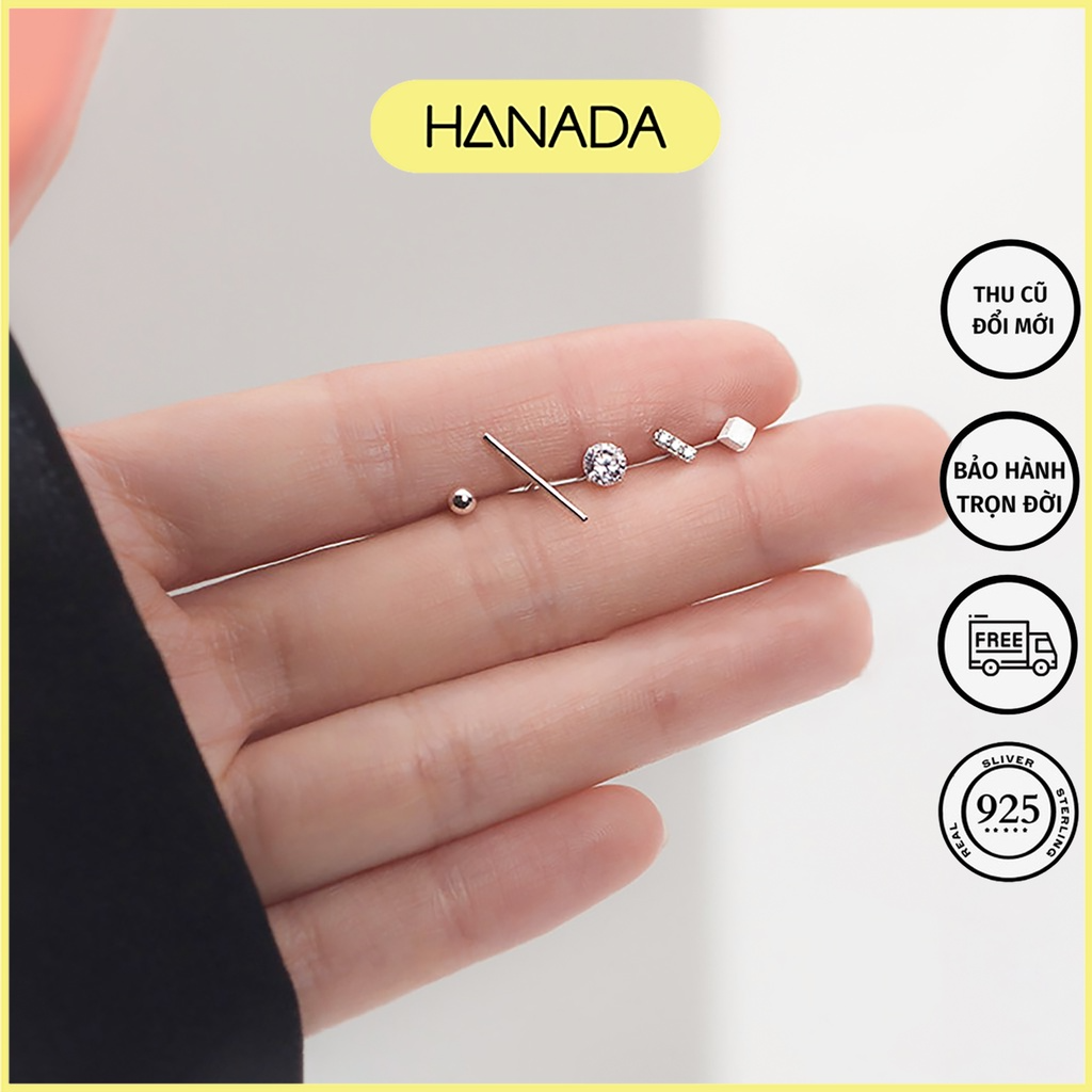 Bông Tai Bạc 925 Hanada Set 5 Món Basic 0632