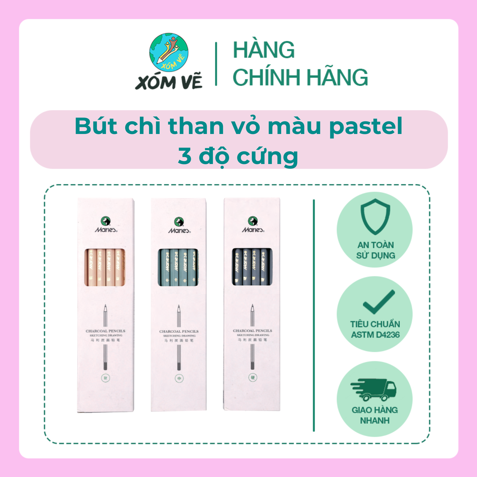 Bút chì than phác thảo vỏ màu Pastel Maries C7360