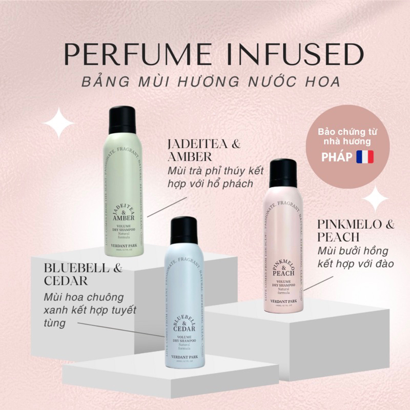 Xịt khô phồng tóc VERDANT PARK 200ml dầu gội khô Đào Pinkmelo Peach Verdantpark 200ml