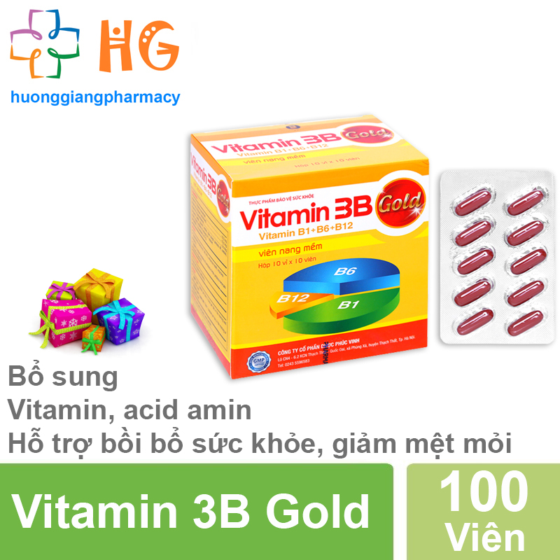 Vitamin 3B Gold bổ sung Vitamin B1 B6 B12 Tăng cường sức khỏe nâng cao sức