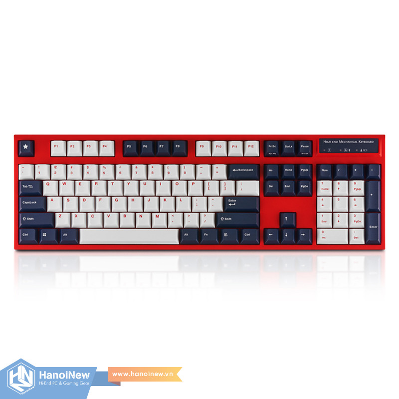 Bàn Phím Cơ Leopold FC900R PD BT White Navy Red Font Blue Star (Red Case) Bluetooth